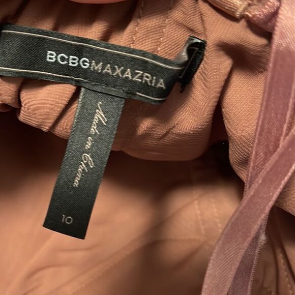 What a great dress to wear to a wedding.  Strapless BCBG shimmer rose with lace - Picture 7 of 8